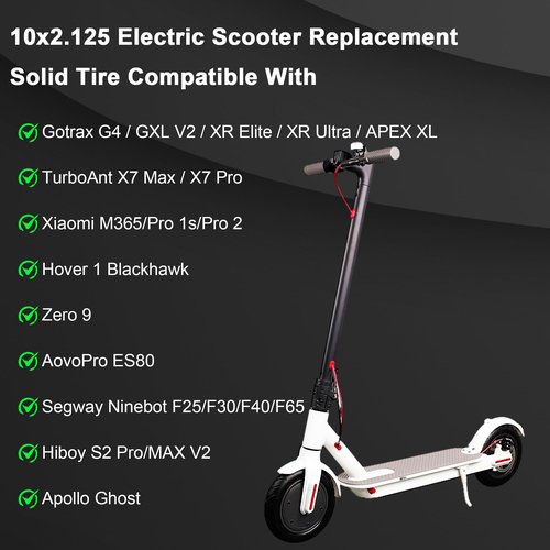 RUTU 2PCS 10X2.125 Scooters Solid Tire10 inches Electric Scooter Wheel Replacement for Xiaomi M365/M365 Pro/1S/Pro 2 Gotrax G4 GXL V2 Ninebot D40x Electric Scooter