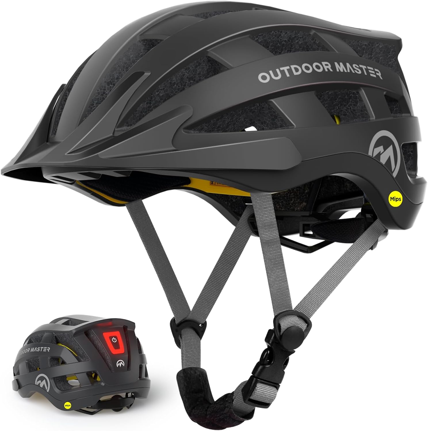 OutdoorMaster Gem II MIPS Bike Helmet - Lightweight Cycling Helmet with Light for Youth & Adults
