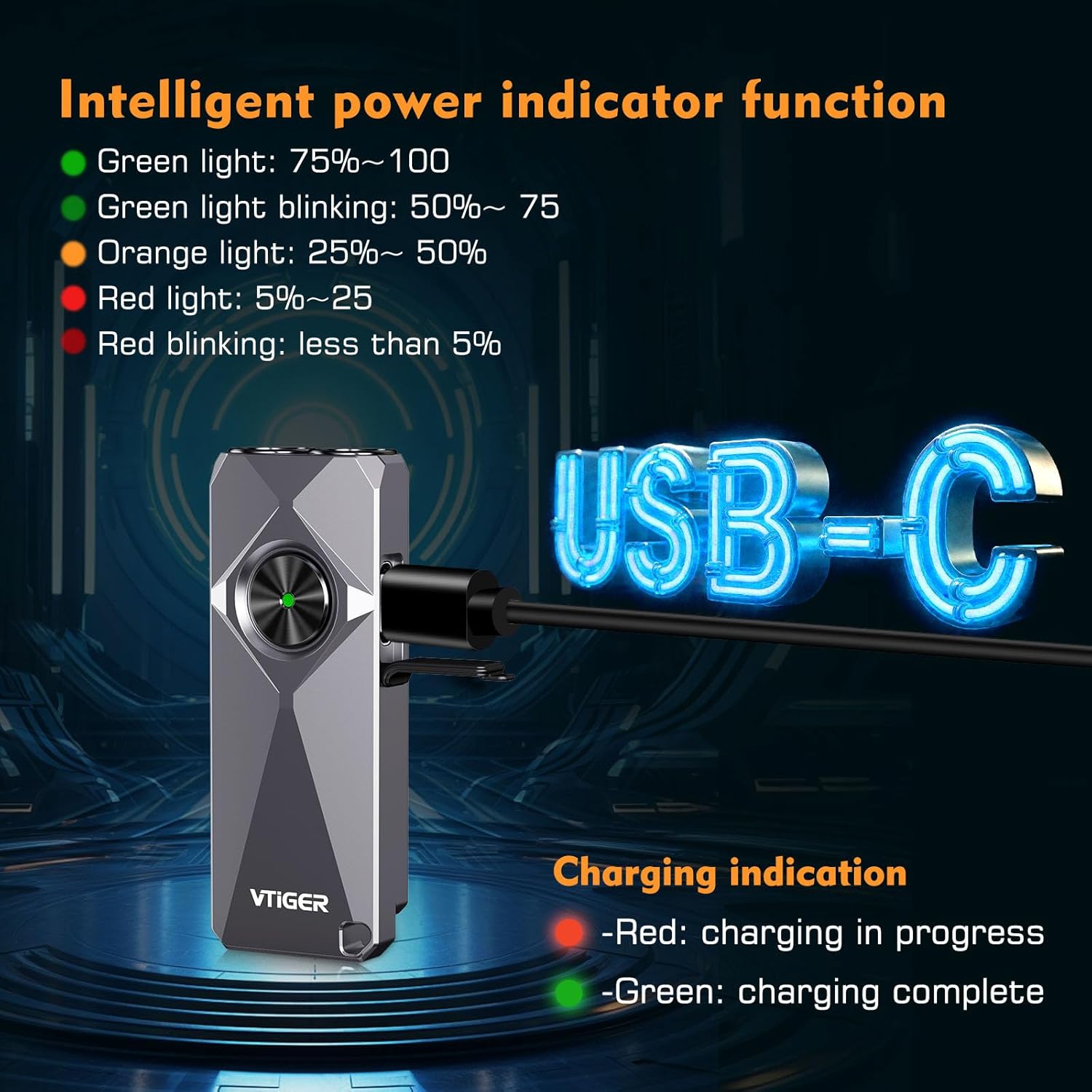 VTIGER K1 Keychain Flashlight - 800 Lumens Compact EDC Light with Magnetic Clip | Rechargeable & Portable