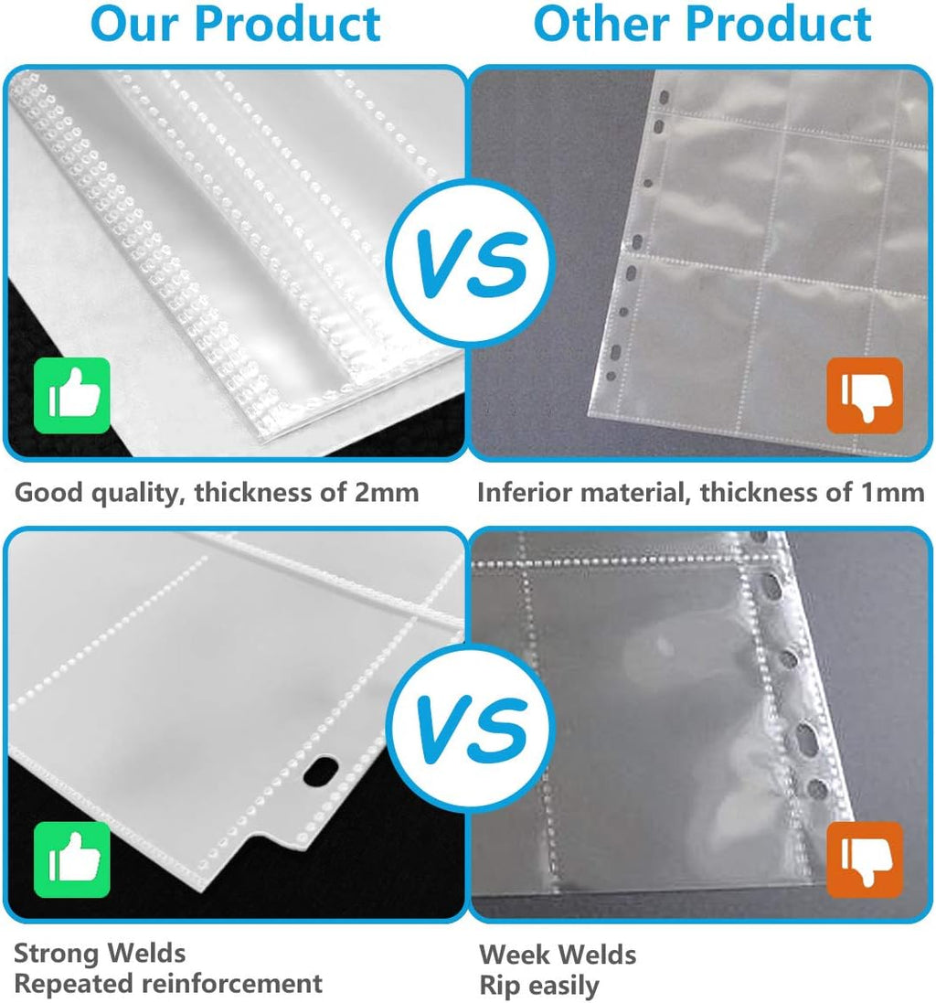 WOT 9-Pocket Trading Card Sleeves - 1440 Double-Sided Clear Protectors for Sports & Game Cards