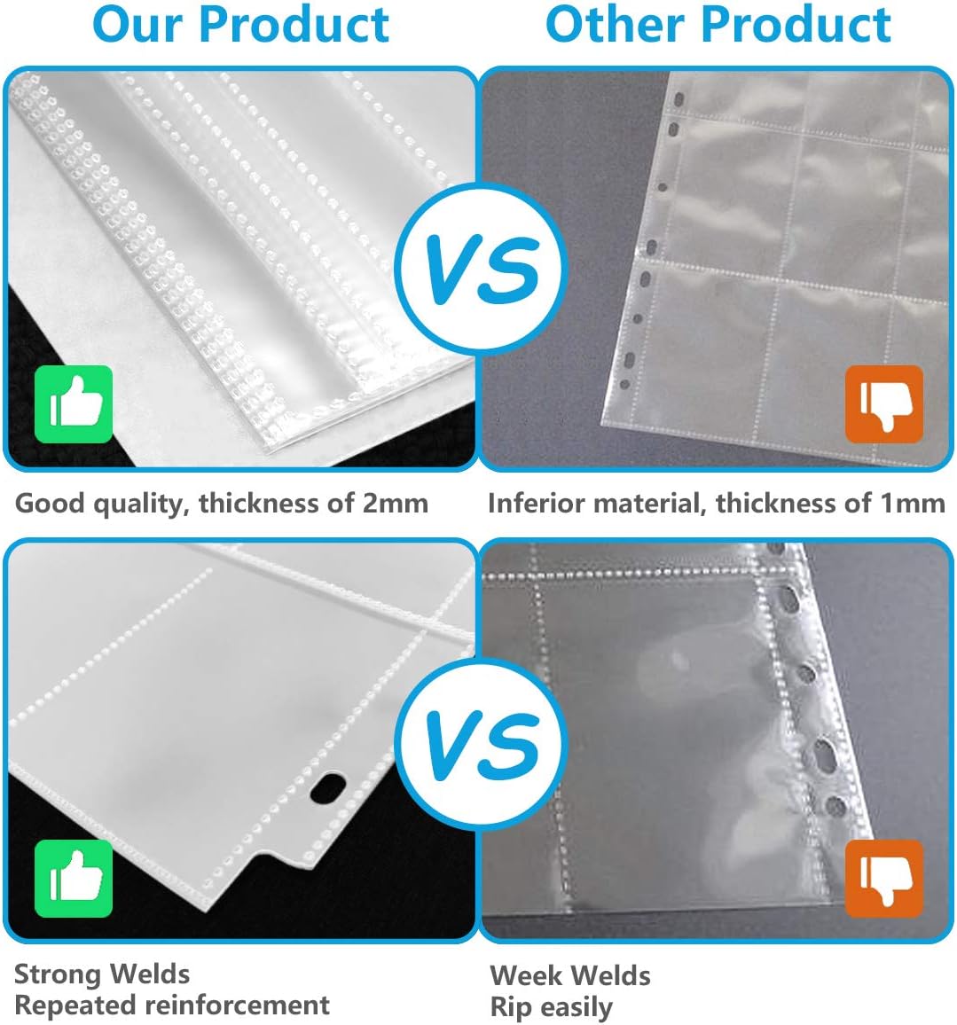 WOT 9-Pocket Trading Card Sleeves - 1440 Double-Sided Clear Protectors for Sports & Game Cards