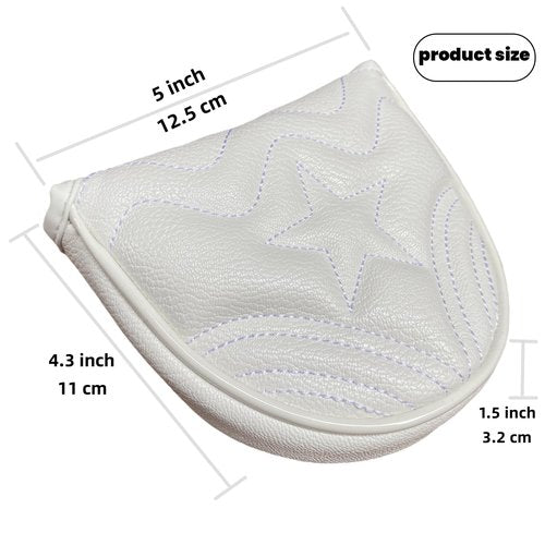 White Mallet Putter Cover Magnetic Golf Putter Head Cover Headcover, Premium PU Leather Golf Club Covers Mallet Putter Headcover, Great Gift for Men Golfer