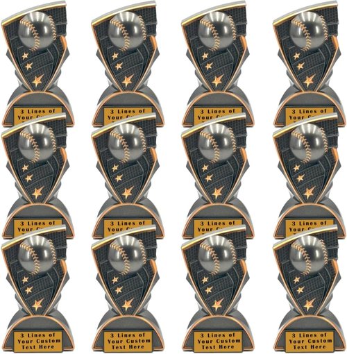 Express Medals Black Graphite Sport Award Trophies - Custom Engraved, 6.5 Inch, Pack of 12