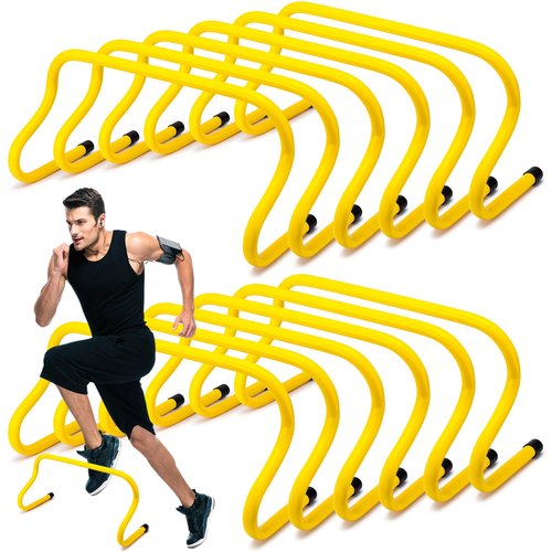 Wettarn 12 Pcs 9" Speed Training Agility Hurdles for Athletes Reliable Training Hurdle Plyometric All Purpose Practice Equipment for Soccer Basketball Football(Yellow)