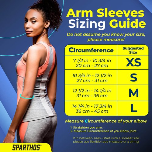 Sparthos Arm Compression Sleeve - Elbow Braces for Recovery, Support for Athletic Sports Running Tennis Baseball Lifting Volleyball Shooting Weightlifting Golf - Mens and Womens (Black-S)