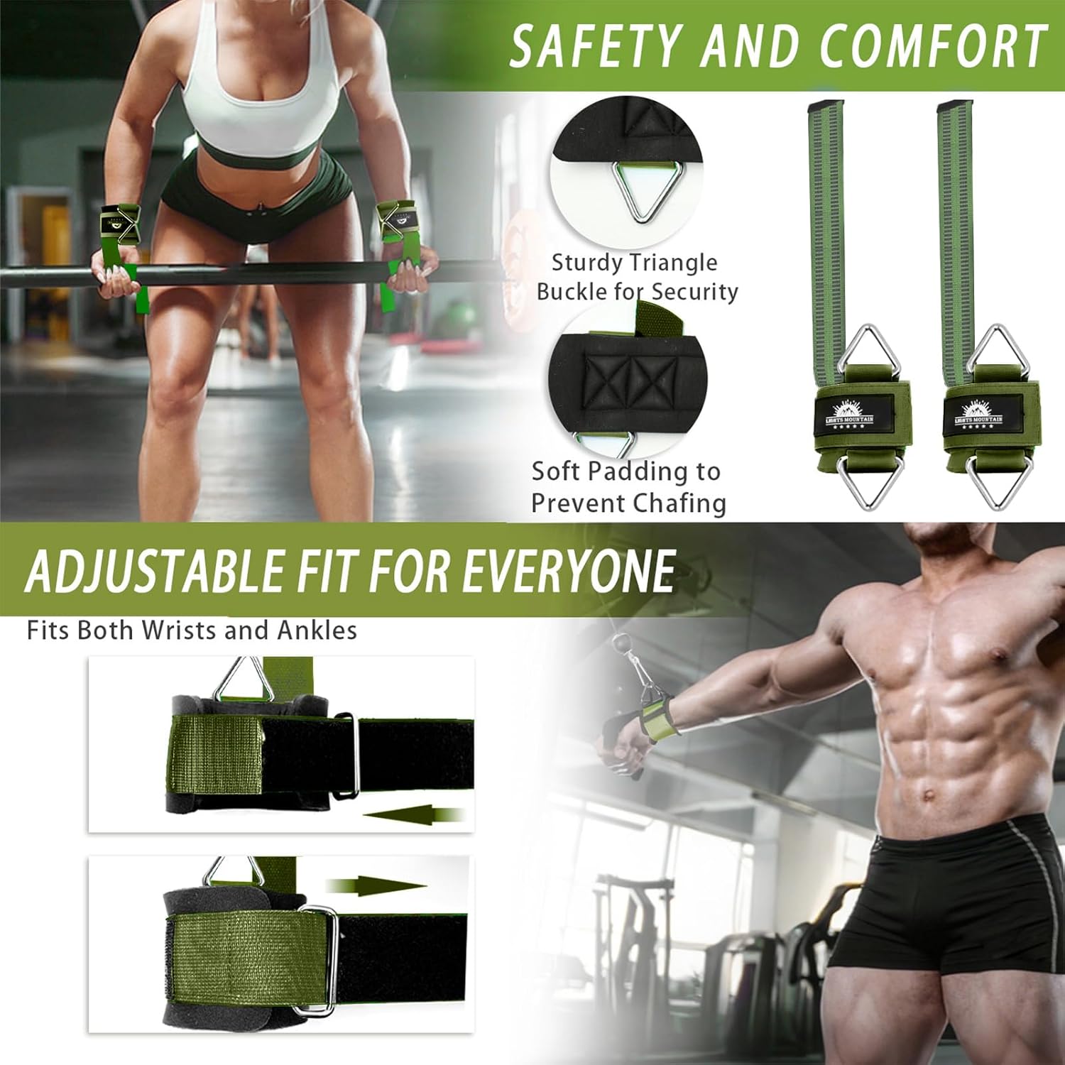 Skiennix Wrist Cuffs - Heavy-Duty Weightlifting Straps for Cable Machines & Strength Training Support
