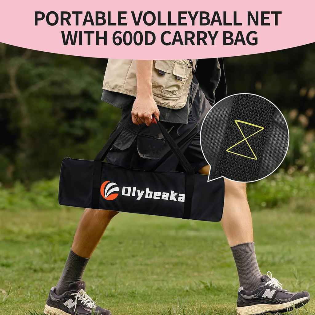 Skiennix Portable Outdoor Volleyball Net Set - Adjustable Poles, Soft PU Volleyball & Pump, Carry Bag Included