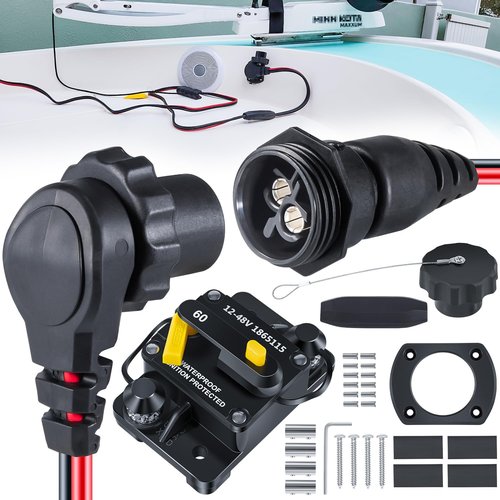 Minn Kota Trolling Motor Plug & Receptacle | 60 AMP Circuit Breaker for Freshwater & Saltwater Boats - Heavy Duty 8AWG