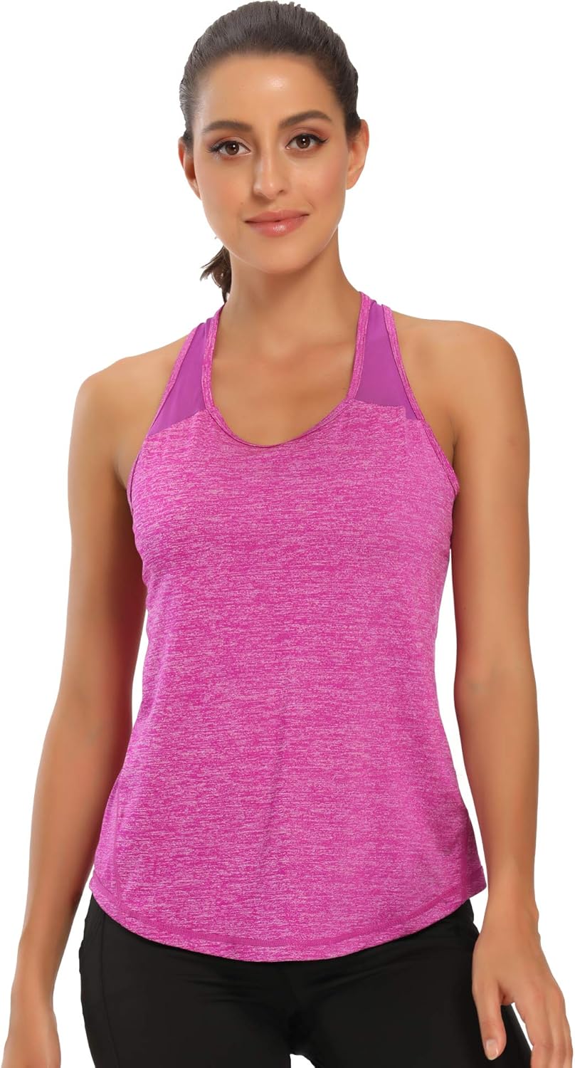 Aeuui Women's Racerback Tank Top - Breathable Yoga Shirt for Gym & Running | Comfortable Fit