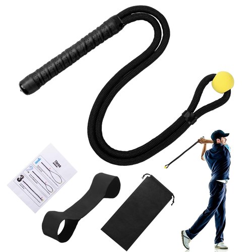 Golf Rope Swing Training Kit - Golf swing training aid, improves golfer's swing and main rhythm, golf gift for men's golfers, includes swing correction armband and rope trainer with weighted balls.