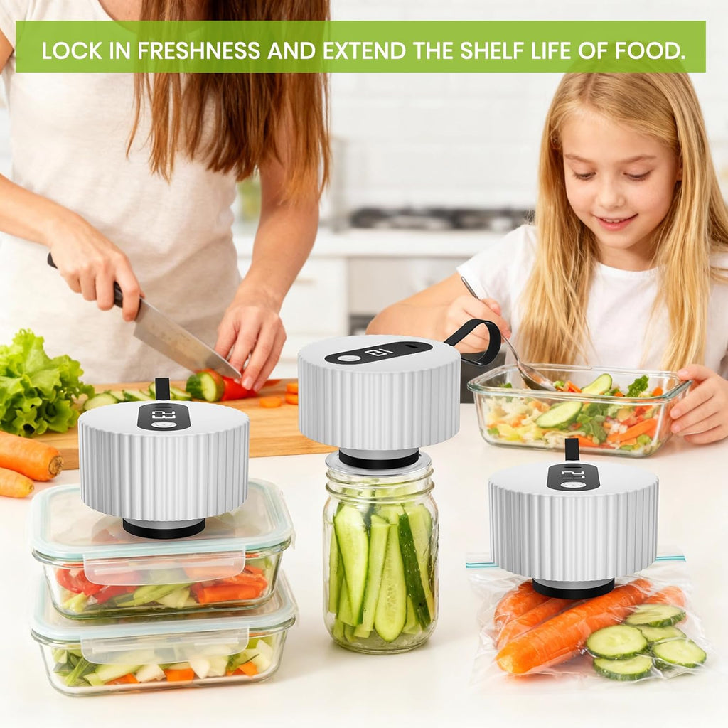 Skiennix Electric Mason Jar Vacuum Sealer Kit - One-Touch Sealing for Wide & Regular Jars | Portable Gift for Mom & Grandma