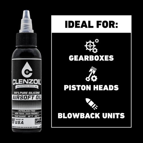 Clenzoil Airsoft Oil - 2 oz Silicone Lubricant for Air Rifles & Pistols | USA-Made Combo Pack