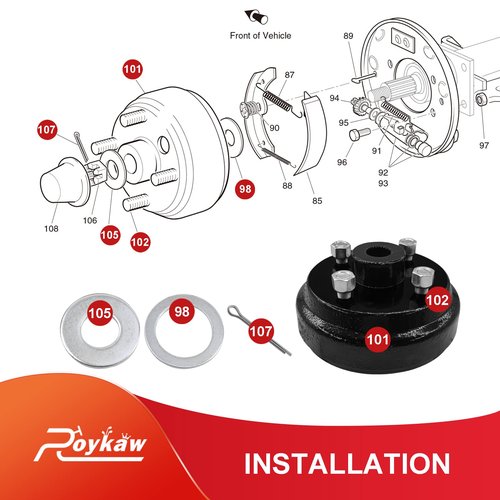 Roykaw Golf Cart Brake Hub Drum w/30 Teeth Die Casting Fine Splined for EZGO 1991-up 4 Cycle Gas Models, Replaces OEM # 21807-G1, 21807G1, 41843-94 - 2 Pcs