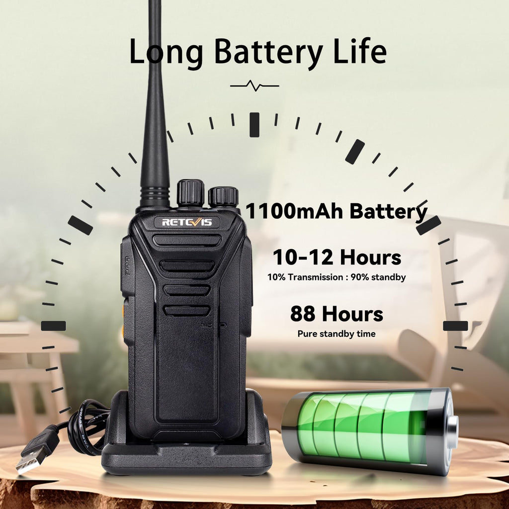 Retevis RT27V MURS Radios, Walkie Talkies with Earpiece, Long Range, Rechargeable, Low-Traffic Channel, Durable, Two Way Radios for Hunting Camping Farm（2 Pack）
