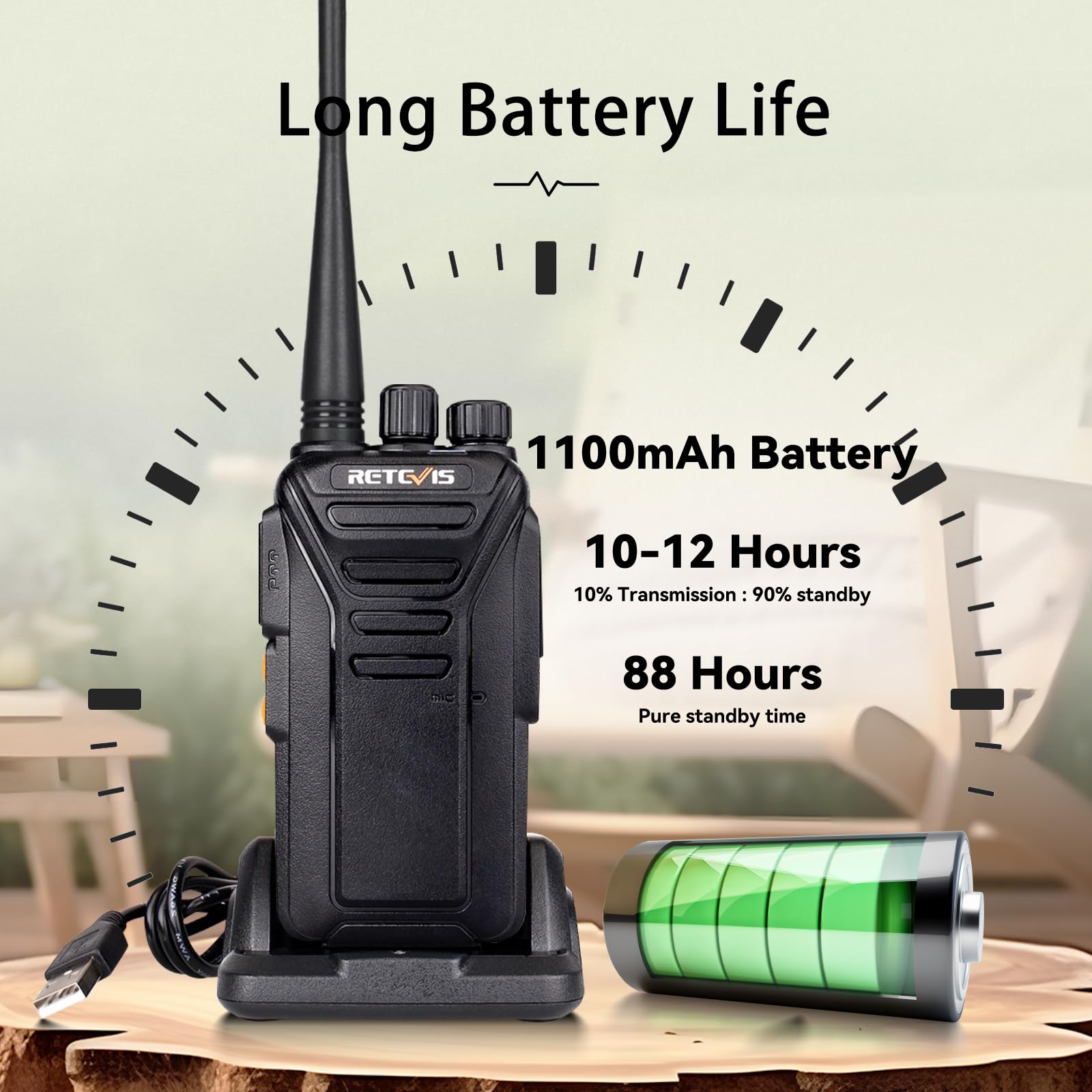 Retevis RT27V MURS Radios, Walkie Talkies with Earpiece, Long Range, Rechargeable, Low-Traffic Channel, Durable, Two Way Radios for Hunting Camping Farm（2 Pack）