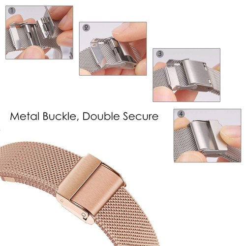 ViCRiOR Compatible Watch band with Amazfit Active 2/GTS 4 Mini/GTS 4 / GTS 3/ GTS 2/ GTS 2 Mini/GTS 2e/ GTS Bands, 2 Pack Stainless Steel Mesh Strap for Amazfit Bip/Bip 3 Pro/Bip U Pro Man Women