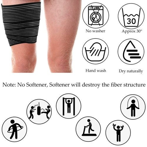 Syhood Compression Bandage Wraps for Leg, Elastic Calf Compression Sleeve Ankle Support, Adjustable Plus Size for Men and Women Stabilising Ligament, Joint Pain, Sports(4 Pieces,71 Inches)