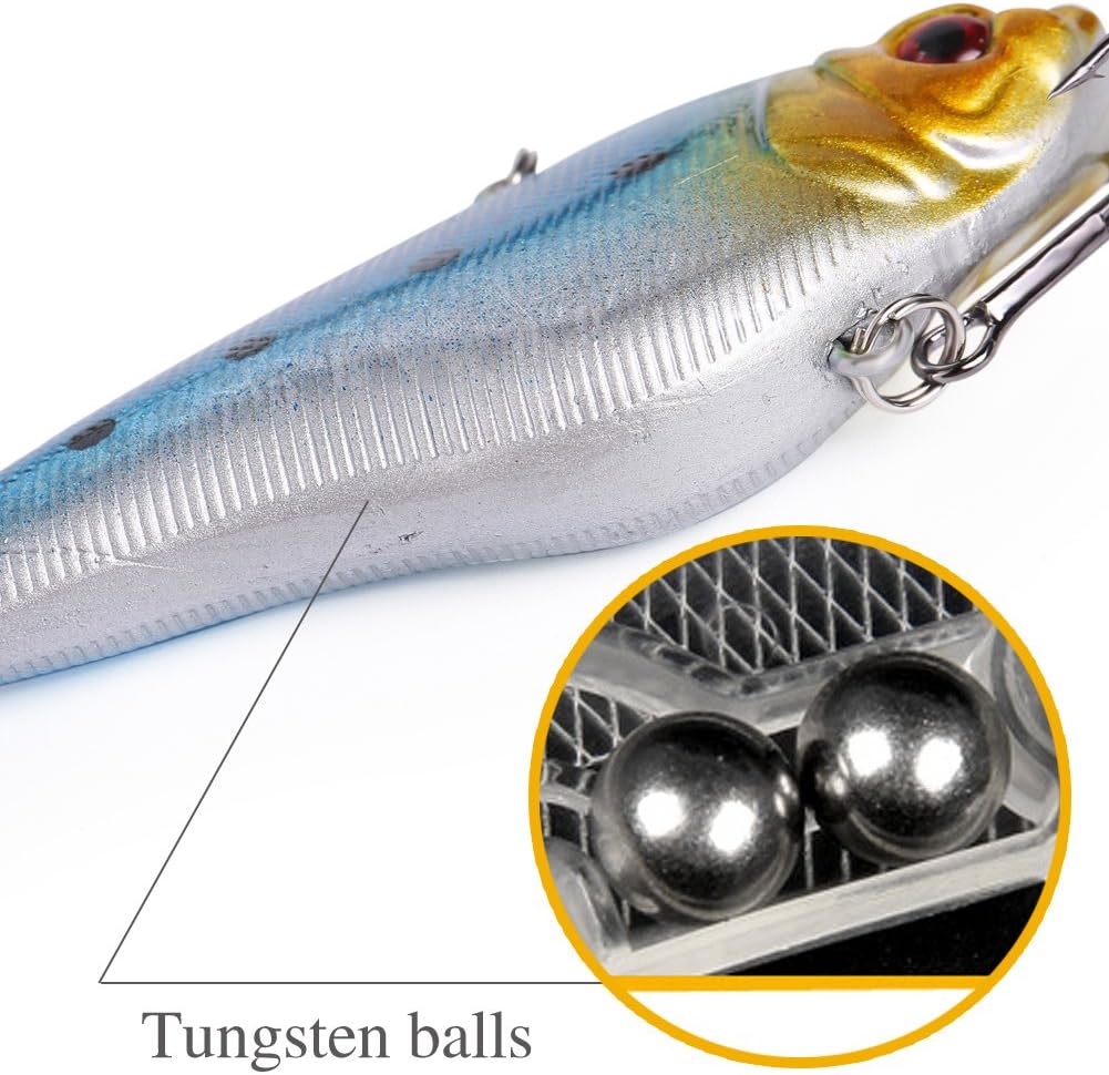 Sougayilang Fishing Lures - Life-Like Minnow VIB Hard Bait with Treble Hook | Perfect for Bass, Trout, Walleye