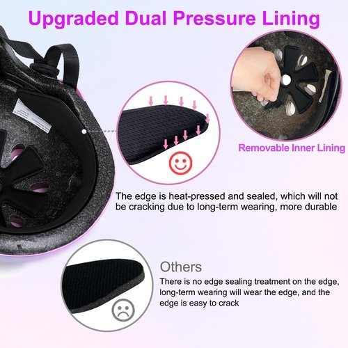 DINILEMU Kids Toddler Bike Helmet for Kids 3-5-8-14 Skateboard Helmet for Roller Skate Scooter Inline Skating Longboard Boys Girls Bicycle Helmet Pink Purple