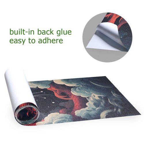 SDMKA Red Dragon Pattern Skateboard Grip Tape 9" x 33" Bubble Free Waterproof Skateboard Grip Tape Sheet Non Slip Griptape for Skateboard Longboard