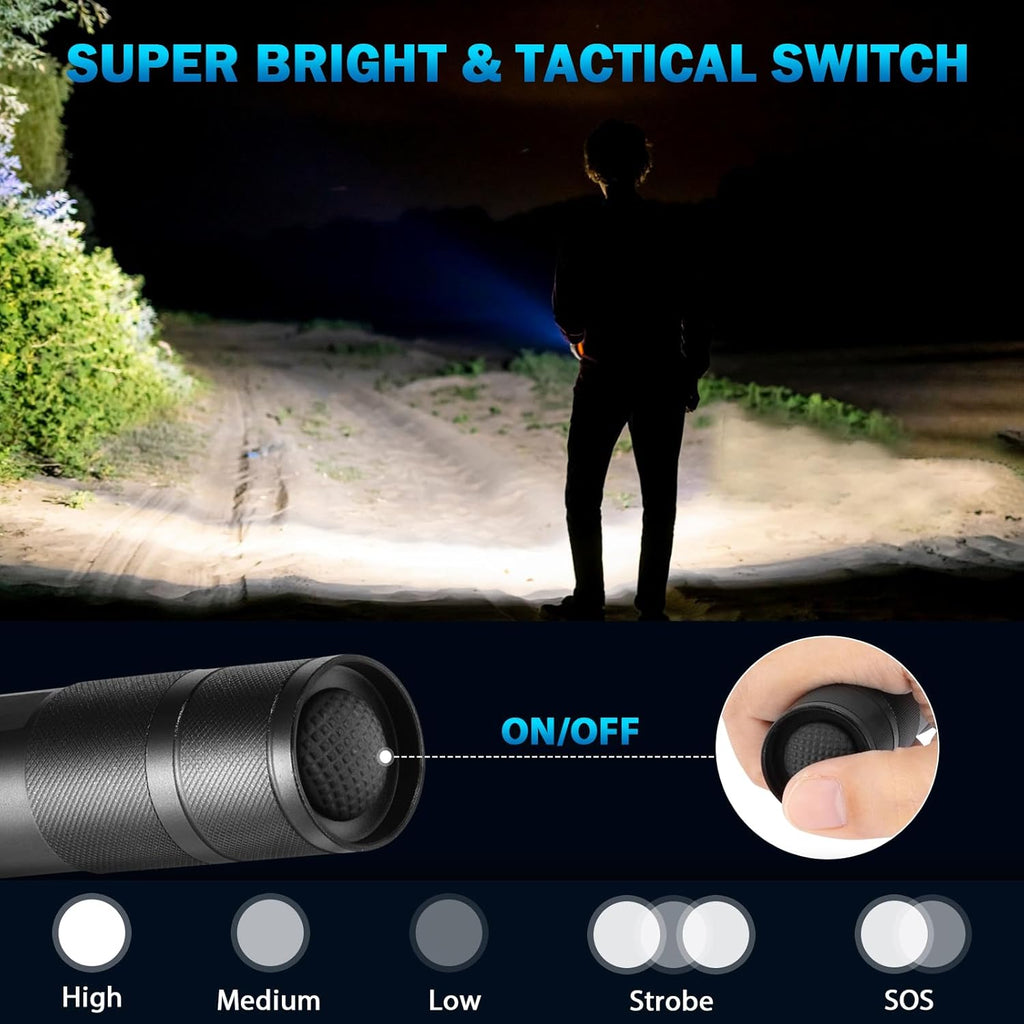 Skiennix 6-Pack LED Flashlights - High Lumens Tactical Design | 5 Modes for Home & Camping