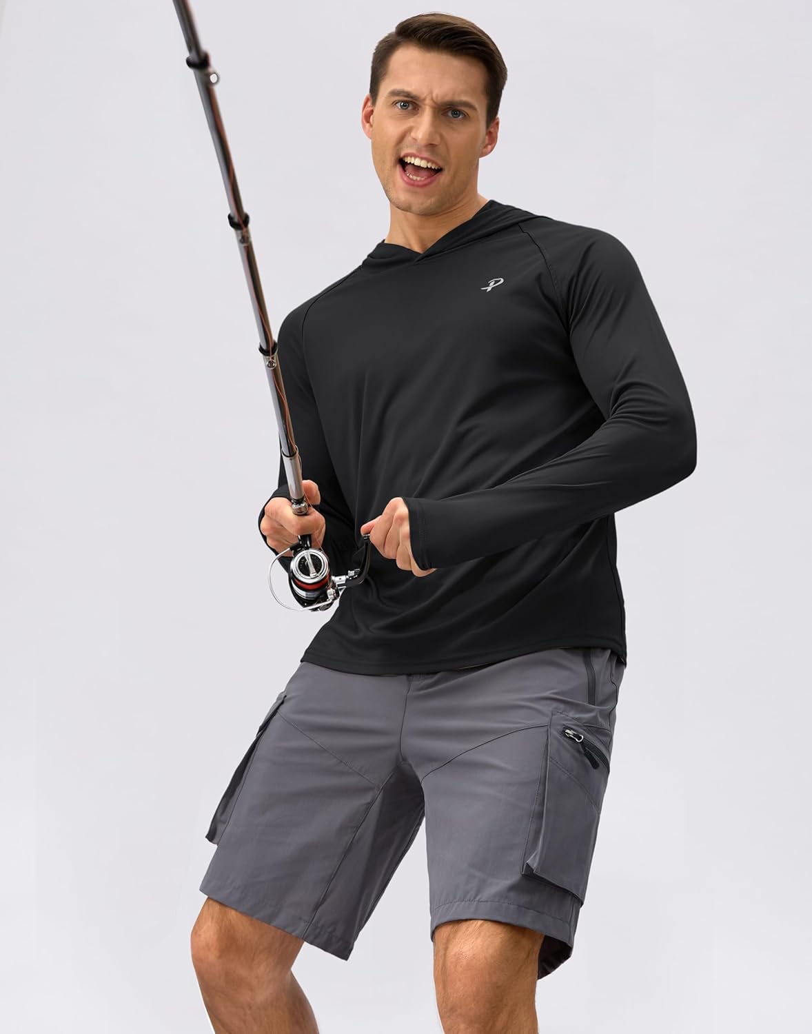 Pudolla Men's UPF 50+ Sun Protection Hoodie - Long Sleeve Rash Guard for Fishing & Outdoor Activities