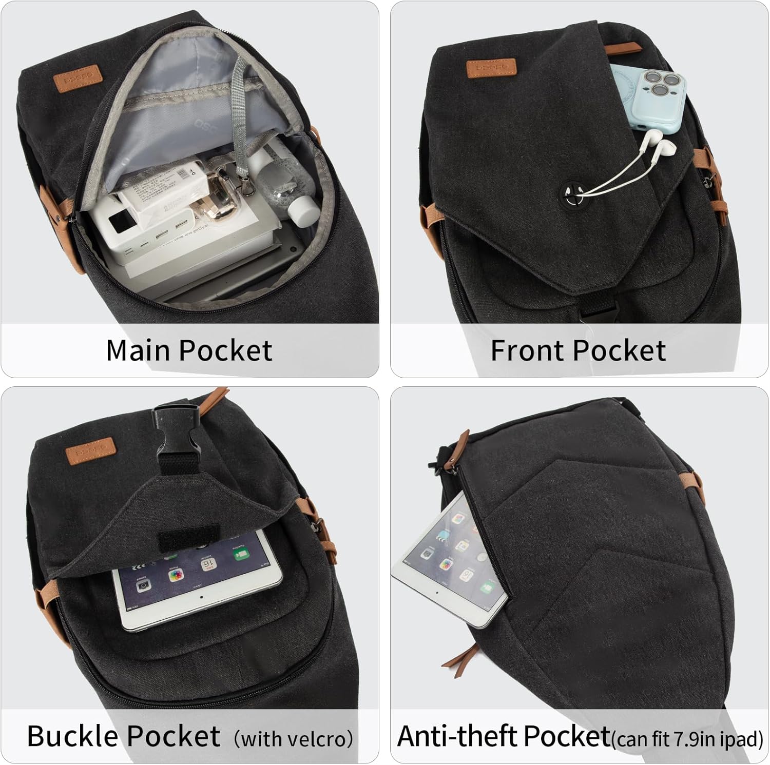 OSOCE Sling Bag for Men - Anti-Theft Crossbody Backpack | Waterproof Canvas for Travel & Hiking