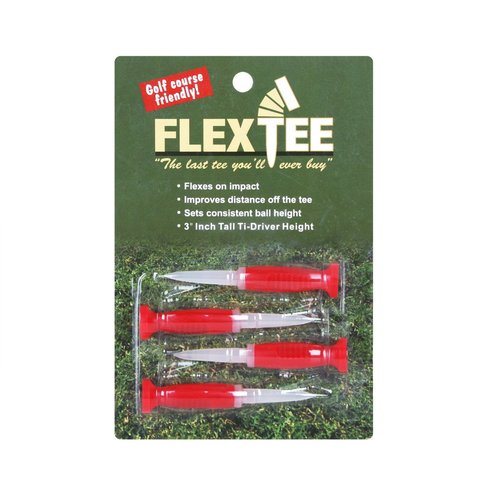 Flex Tee Flexible Plastic Golf Driver Tees (4 Pack), Red/Clear, Virtually Unbreakable, 3 Inches Tall