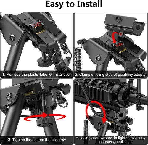 CVLIFE Adjustable Picatinny Bipod - 6-9 Inches with Spring Return & Picatinny Adapter