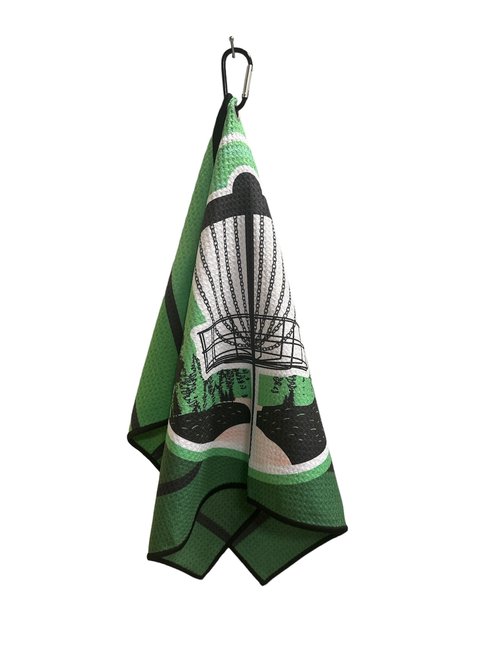 Disc Golf Towel - Highly Absorbent Quick Dry Microfiber with Grommet and Clip for Disc Golf Bags and Carts. 15x23 inches (Green)