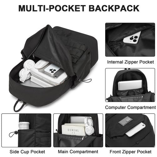 seyfocnia Gym Backpack for Men,Military Tactical Backpack Travel Bag with Shoe Compartment Lightweight Sports Gym Bag Casual Daypack-Black