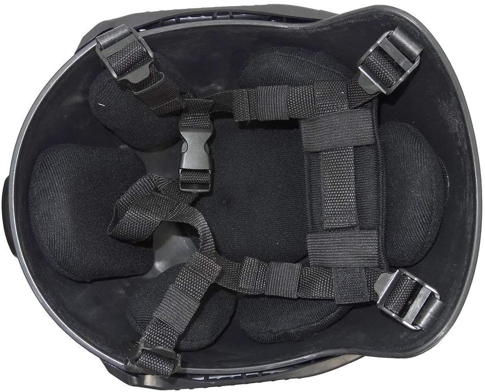 Yuxcnhaw Airsoft Helmet + Full Face Mask with NVG Fixtures and Side Rails, Medium, Black, Unisex Adults, Outdoor Activities, Tactical Streamlined
