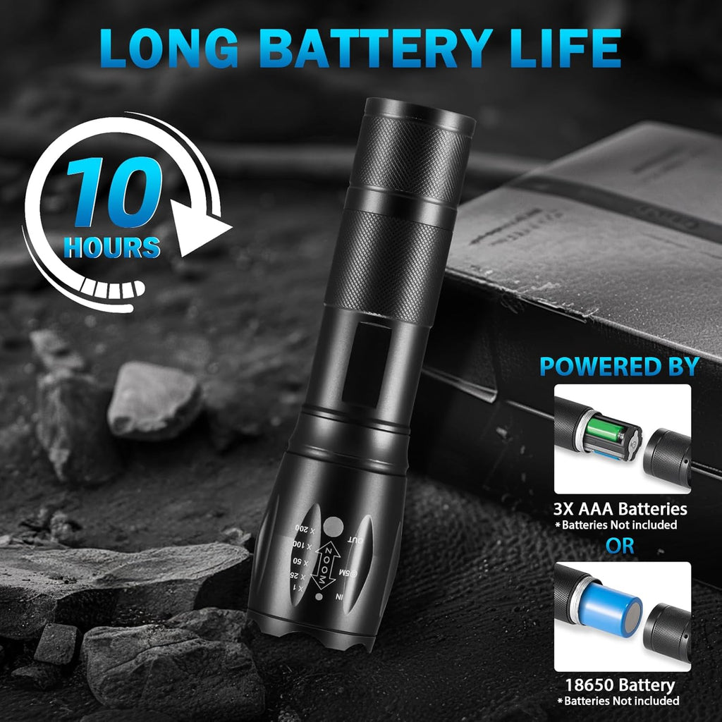 Skiennix 6-Pack LED Flashlights - High Lumens Tactical Design | 5 Modes for Home & Camping
