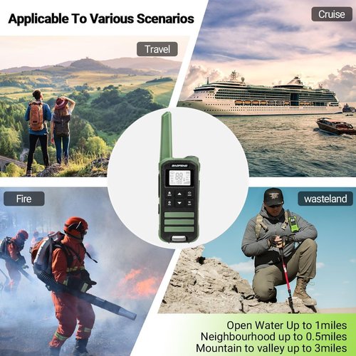 BAOFENG FR-22A Walkie Talkies for Adults Long Rang NOAA Weather Alerts, Rechargeable Walkie Talkies 2 Way Radio 22 FRS Channel USB-C Cable Outdoor Cruises Camping, 4 Pack