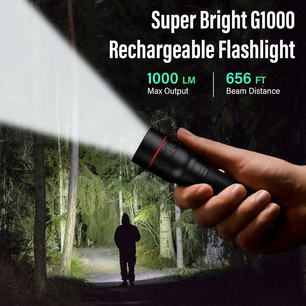 RECHOO Rechargeable Flashlights - High Lumens 2-Pack | Super Bright LED Tactical Lights with 3 Modes