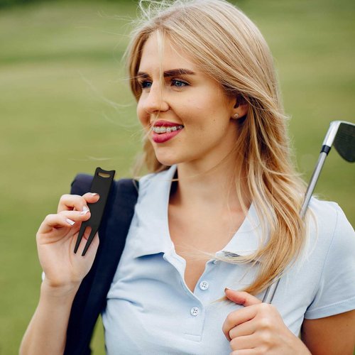 Sotiff 8 Pcs Metal Bending Golf Divot Repair Tool Portable Green Divot Fork Metal Golf Repair Tool Accessories Curved Spit for for Golfer Men Women Sports Lovers Fairway Repairing (Black)