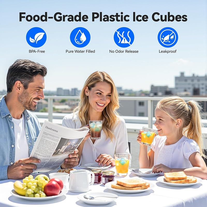 90pcs Reusable Refreezable Plastic Ice Cubes - Blue & White Variation