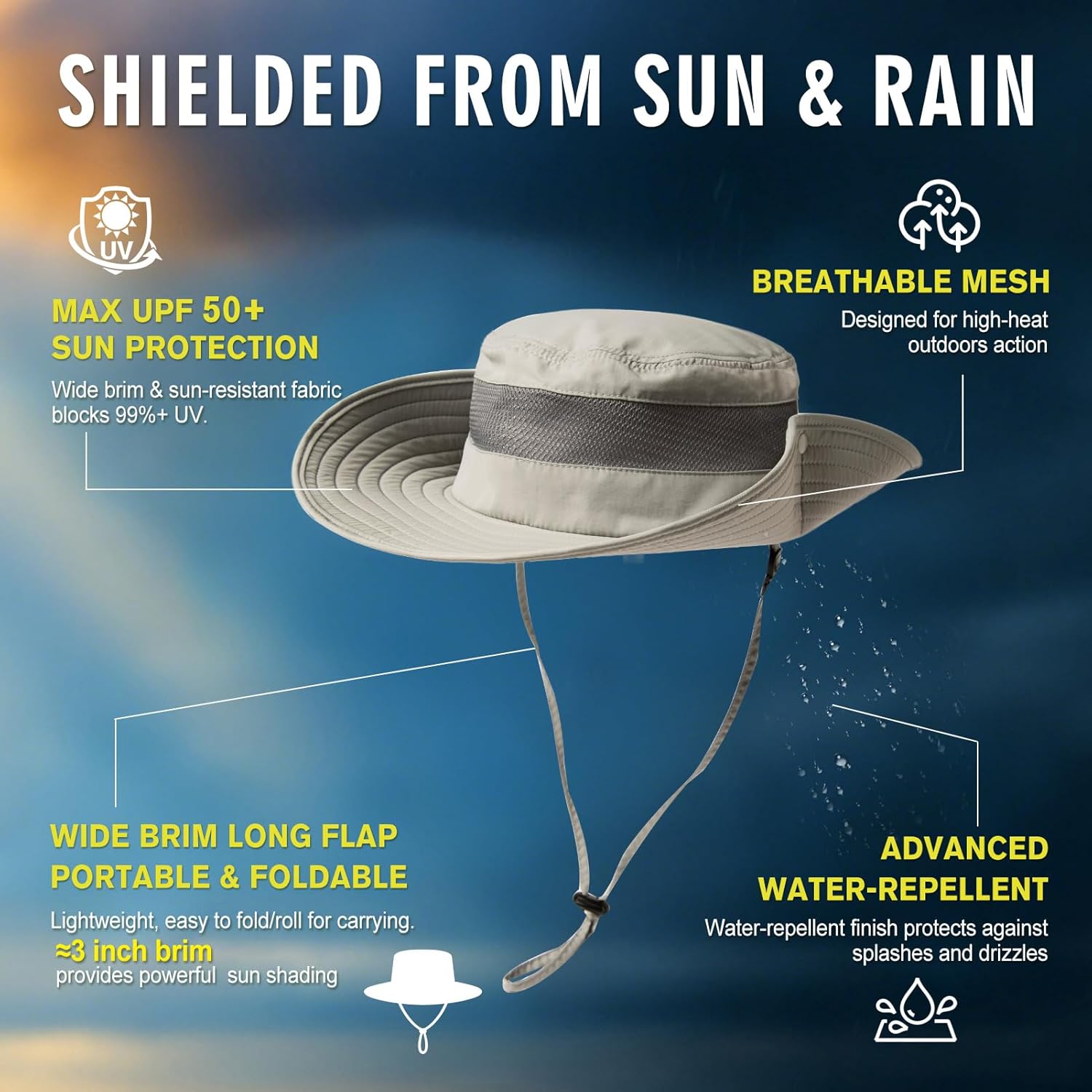 Skiennix Waterproof Golf Bucket Hat - UPF50+ Sun Protection | Oversized XL XXL for Big Heads