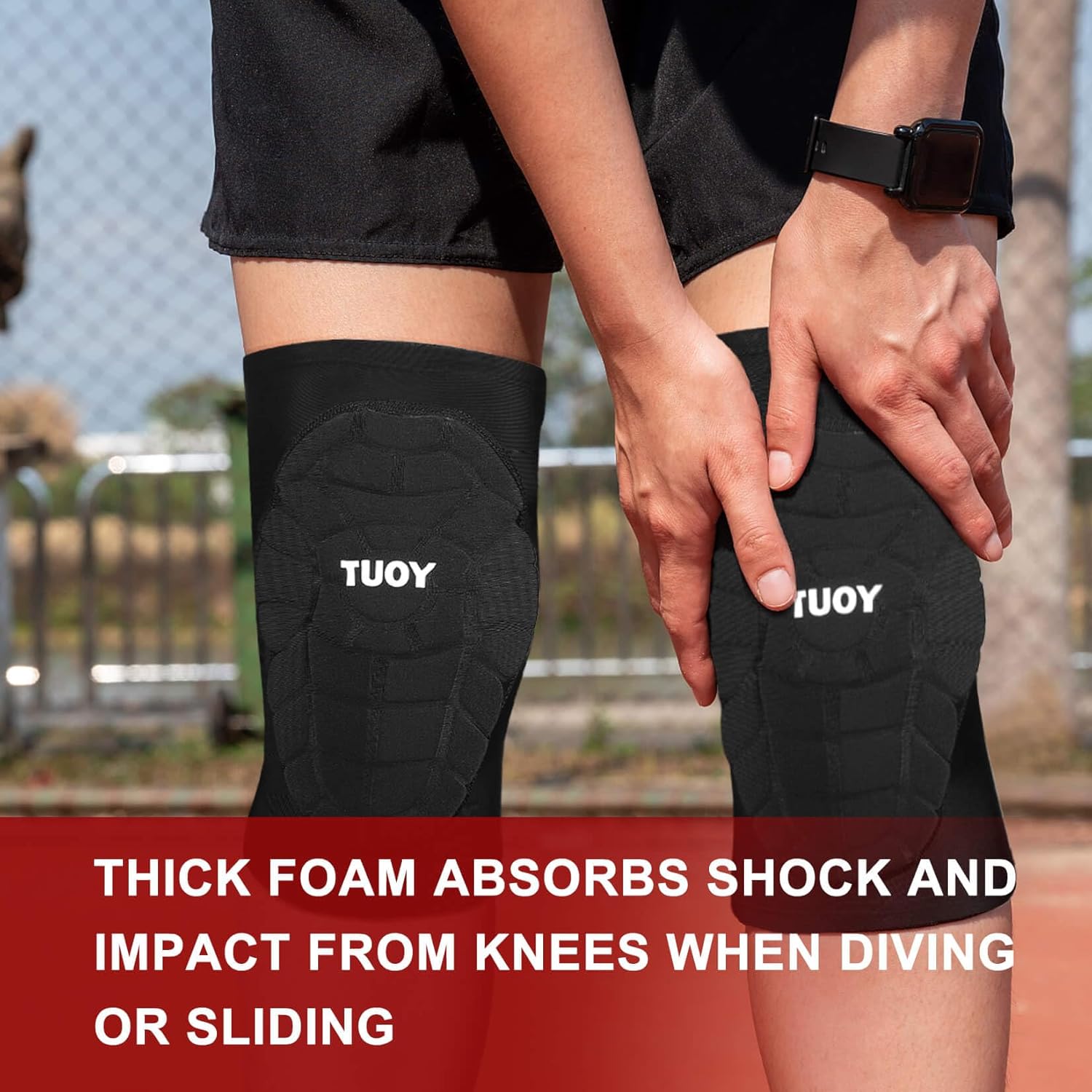 TUOY Compression Knee Pads - Padded Protection for Youth & Adults | 1 Pair