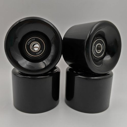 Skateboard Wheels with Bearings, 60mm 92a Hardness, Set of 4 (Black)