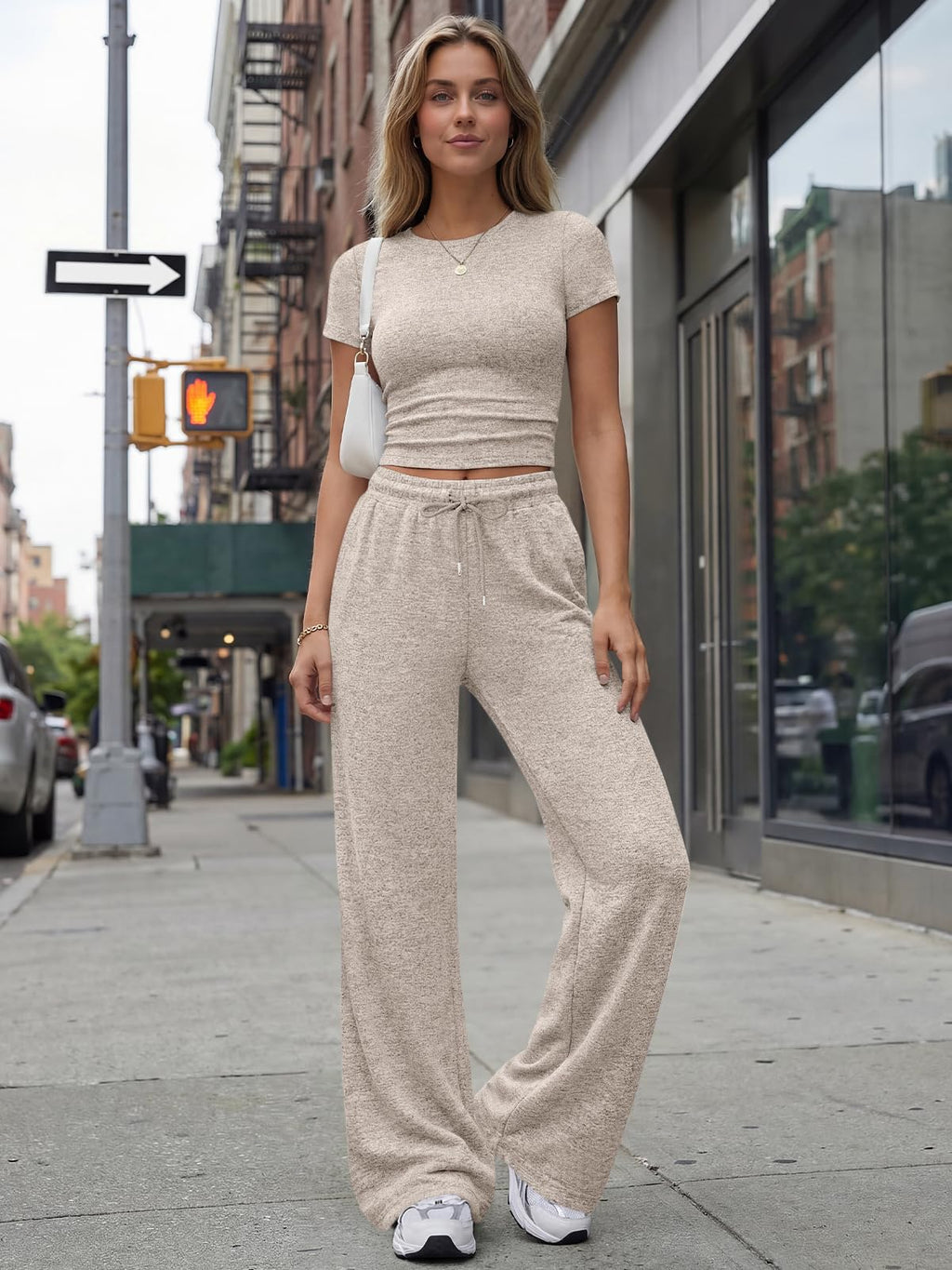 Trendy Queen Womens Lounge Two 2 Piece Sets Summer Spring 2026 Airport Outfits Travel Matching Sweatsuit Sweat Suit Workout Cruise Clothes Vacation Loungewear Pajamas Fashion Holiday Khaki M