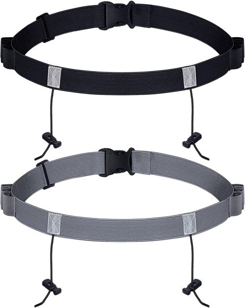 JOVITEC Race Number Belt - 2 Pack with 6 Gel Loops for Running, Cycling & Triathlon