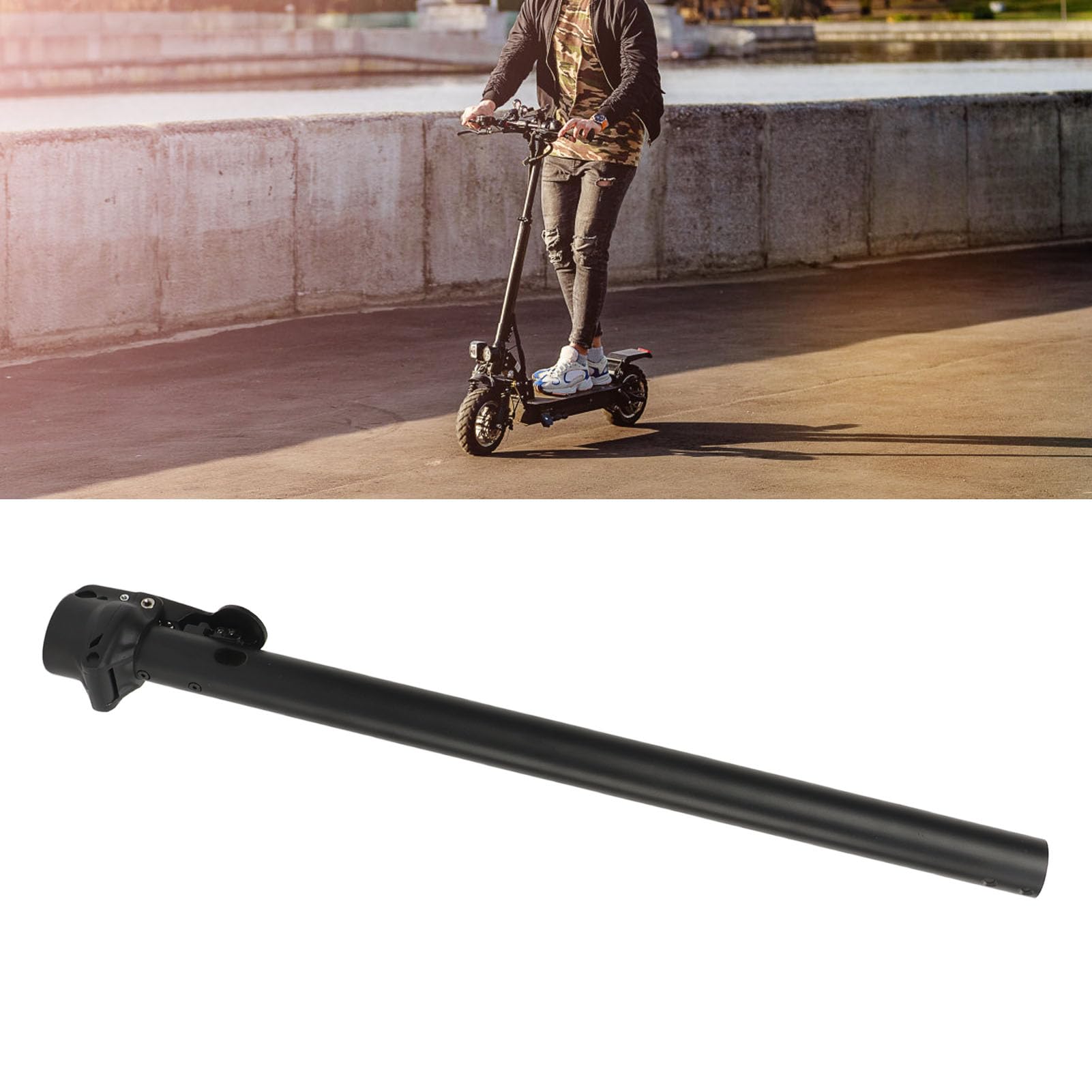 Pyhodi Electric Scooter Folding Pole Rod for M365, Aluminum Alloy Electric Scooter Parts with Quick Release Mount Base, Adjustable Design Easy to Install Folding Pole Rod Replacement