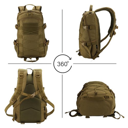 25L Hiking Backpack Small Tactical Backpack Daypack Camping Trekking Hunting Molle Pack for Men Women, Khaki