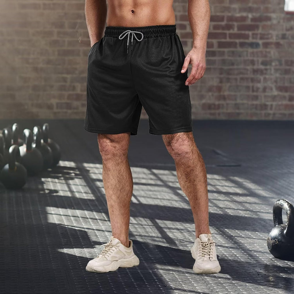 Skiennix Men's Athletic Running Shorts - 7-Inch Dry Fit & Mesh Workout Shorts with Pockets | 5 Pack