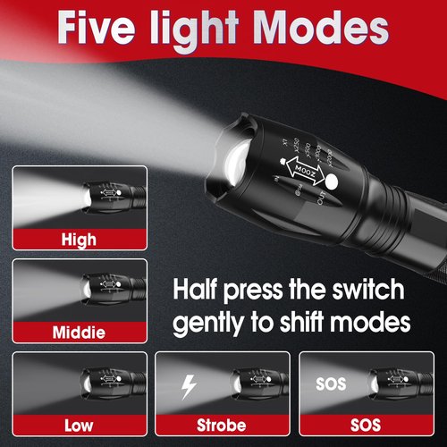 YesBes 7 Pack Small LED Flashlights High Lumens, Tactical Flashlight with 5 Modes, Waterproof Zoomable Flash Light, Small Flashlight for Camping Home Emergencies, Hunting Camping Essentials