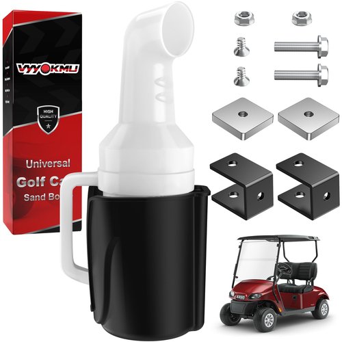 VYYOKMU Universal Golf Cart Sand Bottle with Holder, No Drilling Golf Cart Divot Filler Sand Bottle with Handle for Club Car, EZGO, Yamaha Carts with 1" Square Tube Bracket, Seed Container, 1PCS