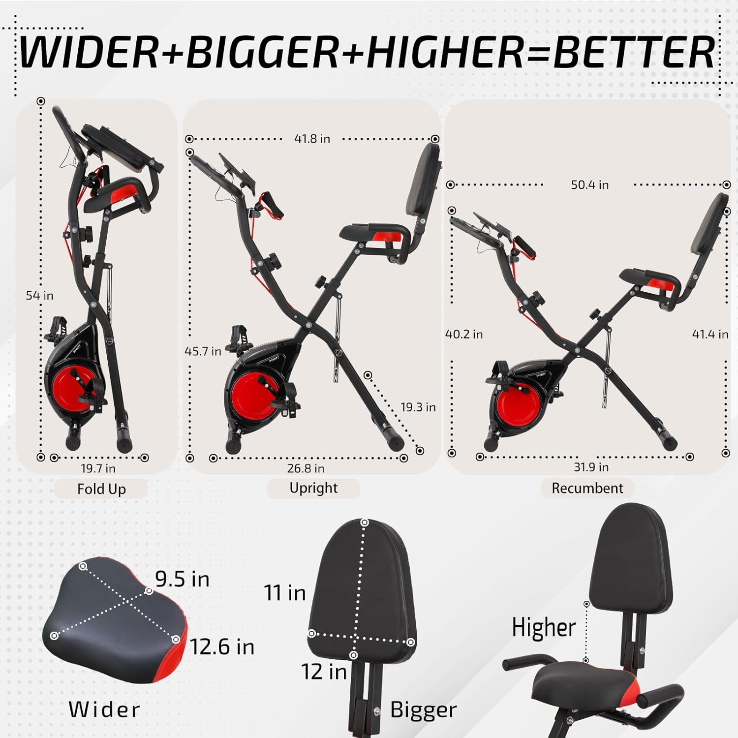 YYFITT 3-IN-1 Exercise Bike - Compact Folding Stationary Bike with Luminous Display & 16 Levels of Resistance - Ideal for Seniors