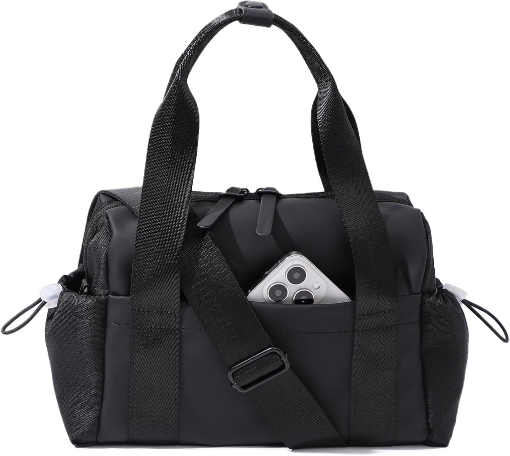 Skiennix Mini Gym Bag for Women - Stylish Crossbody Duffle with Wet Compartment | Black