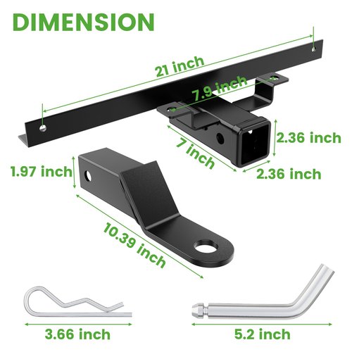 10L0L Golf Cart Trailer Hitch Fit for Club Car DS 1982-up Models Fits on Backseat Footrest Compatible with Cargo Boxes, black